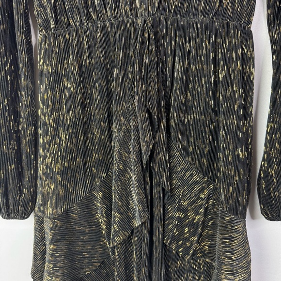 Lord & Taylor Design Lab Black & Gold Speck Long Sleeve Mini Dress S - Picture 4 of 6